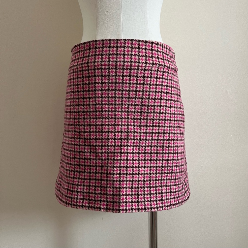 J.Crew pink houndstooth skirt